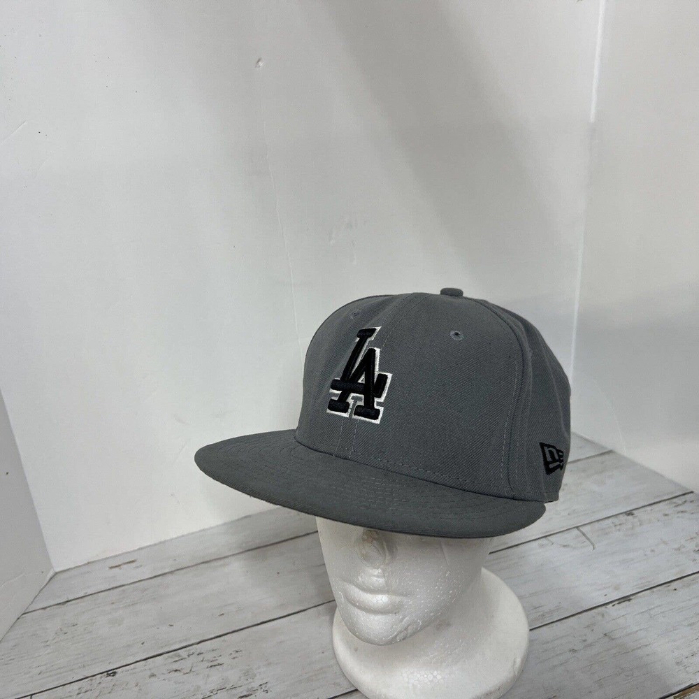 NEW ERA 59FIFTY Los Angeles Dodgers Fitted MLB Hat-Gray W Black Lettering- 7 1/8